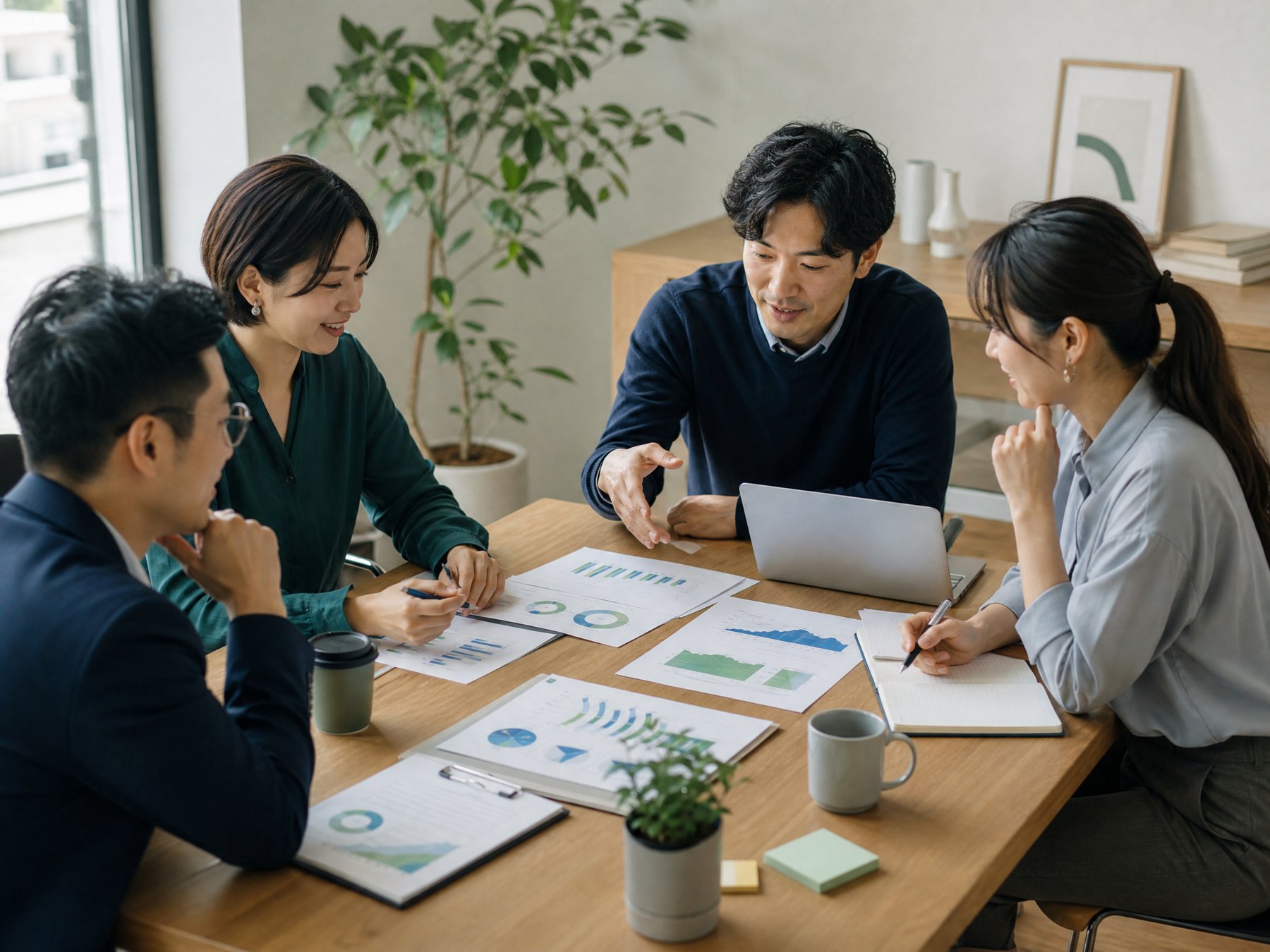 顧問與中小企業團隊整理報告資料的概念影像